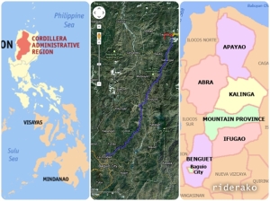 The Cordillera Administrative Region is made up of the provinces of Abra, Apayao, Benguet, Ifugao, Kalinga, Mountain Province and Baguio City.