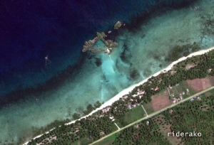 a satellite view of the island and the beach.